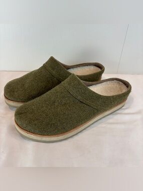 Merrell Juno Clog Wool Olive Green Women's 11 Slippers Faux Fur Insoles Shoes